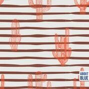 Witte french terry met strepen en cactussen van  "About Blue Fabrics"